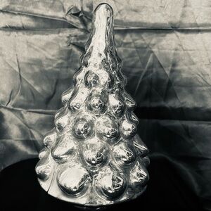 Pottery Barn Christmas Tree MERCURY GLASS TREE CLOCHE Small 9" Silver